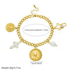 Wholesale Women's Fashion Elegant Retro Pearl Cross Oval Relief Saint Crown Roman Numerals Pattern Stainless Steel Electroplated Pendant Necklace And Hand Jewelry Set