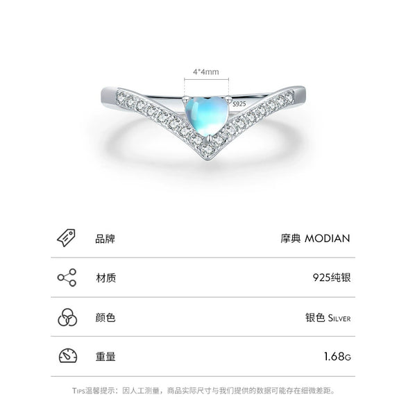 Wholesale Women's Fashion Elegant 925 Sterling Silver Ring And Earrings With Moonstone And Zircon Inlay Love Water Drops Bell Pattern