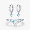 Wholesale Women's Fashion Elegant 925 Sterling Silver Ring And Earrings With Moonstone And Zircon Inlay Love Water Drops Bell Pattern