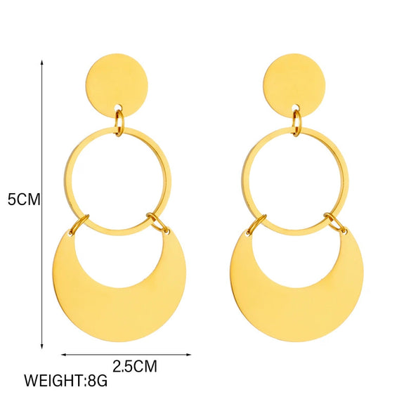 Wholesale Women's Fashion Exaggerated Geometric Circle Titanium Steel Earrings With Electroplating
