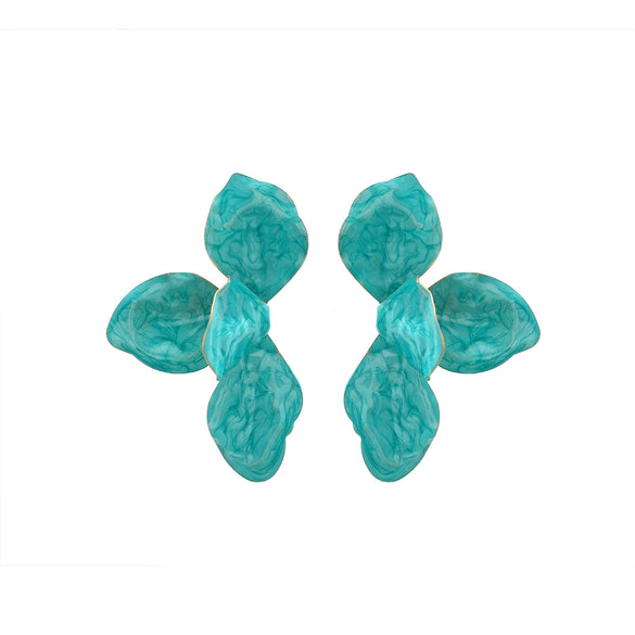 Wholesale Women's Fashion Exaggerated Zinc Alloy Flower Petal Dripping Oil Earrings