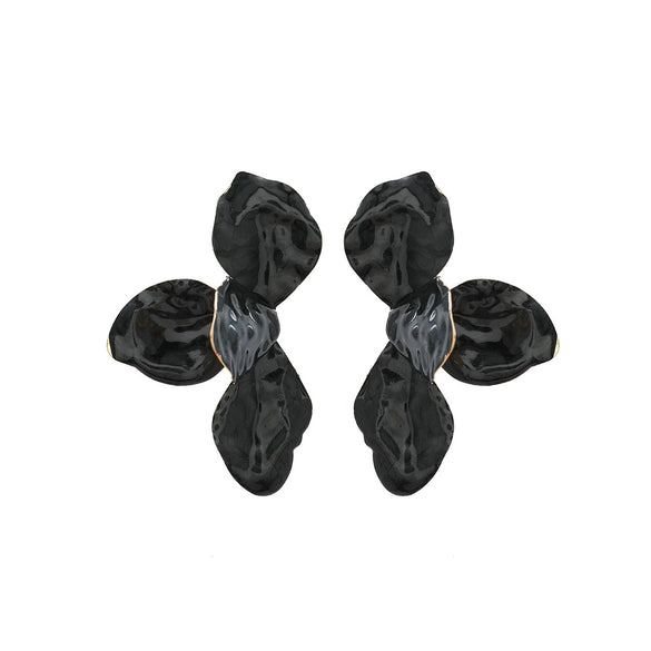 Wholesale Women's Fashion Exaggerated Zinc Alloy Flower Petal Dripping Oil Earrings