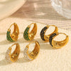 Wholesale Women's Fashion Exquisite 316L Stainless Steel Earrings Round Design Diamond Simple Ear Buckle Electroplated Highend Jewelry