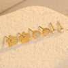 Wholesale Women's Fashion Flower Zircon Opal Inlaid Stainless Steel 18K Electroplated Earrings Set Jewelry