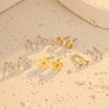 Wholesale Women's Fashion Flower Zircon Opal Inlaid Stainless Steel 18K Electroplated Earrings Set Jewelry
