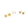 Wholesale Women's Fashion Flower Zircon Opal Inlaid Stainless Steel 18K Electroplated Earrings Set Jewelry