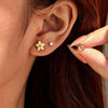 Wholesale Women's Fashion Flower Zircon Opal Inlaid Stainless Steel 18K Electroplated Earrings Set Jewelry