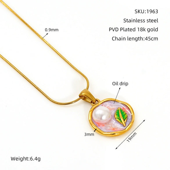 Wholesale Women's Fashion Flowershaped Tulip Pendant Necklace With Electroplated Titanium Steel And O Word Chain