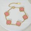 Wholesale Women's Fashion Fourleaf Clover Bracelet Gold Plated Titanium Steel