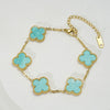 Wholesale Women's Fashion Fourleaf Clover Bracelet Gold Plated Titanium Steel
