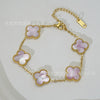 Wholesale Women's Fashion Fourleaf Clover Bracelet Gold Plated Titanium Steel
