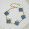 Wholesale Women's Fashion Fourleaf Clover Bracelet Gold Plated Titanium Steel