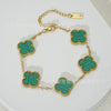 Wholesale Women's Fashion Fourleaf Clover Bracelet Gold Plated Titanium Steel