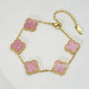 Wholesale Women's Fashion Fourleaf Clover Bracelet Gold Plated Titanium Steel