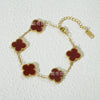 Wholesale Women's Fashion Fourleaf Clover Bracelet Gold Plated Titanium Steel