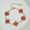 Wholesale Women's Fashion Fourleaf Clover Bracelet Gold Plated Titanium Steel
