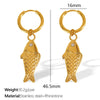 Wholesale Women's Fashion Fresh Style Fish Eye 316L Stainless Steel 18K Gold Plated Marine Earrings