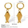 Wholesale Women's Fashion Fresh Style Fish Eye 316L Stainless Steel 18K Gold Plated Marine Earrings