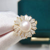 Wholesale Women's Fashion Freshwater Pearl And Zircon Ring Copper Gold Plated