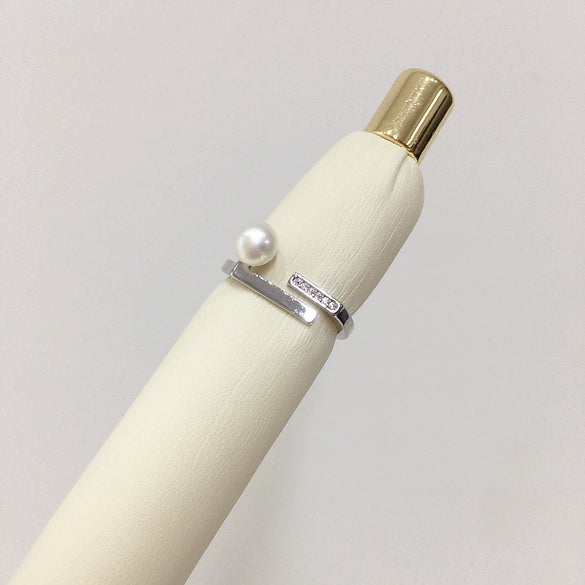 Wholesale Women's Fashion Freshwater Pearl Ring Copper 18K Goldplated Microinlaid Zircon Flat Round And Rose Buns Round Shape