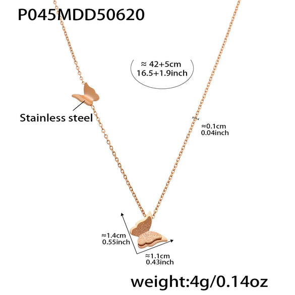 Wholesale Women's Fashion Frosted Butterfly Ferris Wheel Jewelry Set Electroplated Stainless Steel And Titanium Steel