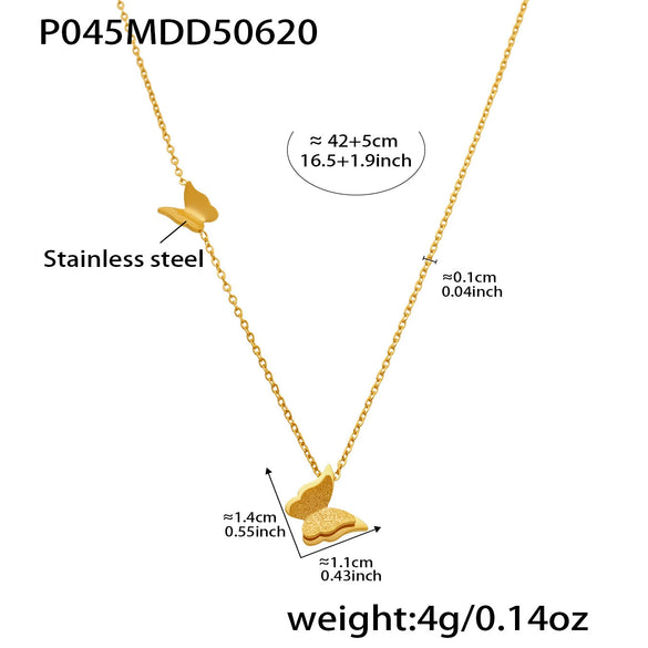 Wholesale Women's Fashion Frosted Butterfly Ferris Wheel Jewelry Set Electroplated Stainless Steel And Titanium Steel