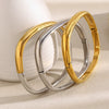Wholesale Women's Fashion Geometric Asymmetrical Round Buckle Stainless Steel 18K Gold Plated Hand Bracelet