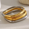 Wholesale Women's Fashion Geometric Asymmetrical Round Buckle Stainless Steel 18K Gold Plated Hand Bracelet