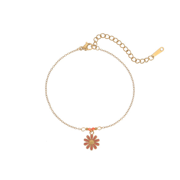 Wholesale Women's Fashion Geometric Beaded Stainless Steel Chain Bracelet 18K Gold Plated