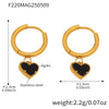 Wholesale Women's Fashion Geometric Black Agate Heart Exquisite Earrings Stainless Steel 18K Gold Plated