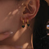 Wholesale Women's Fashion Geometric Black Agate Heart Exquisite Earrings Stainless Steel 18K Gold Plated
