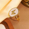 Wholesale Women's Fashion Geometric Butterfly Insect Shape Stainless Steel Dripping Oil Ring Bracelet