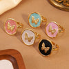 Wholesale Women's Fashion Geometric Butterfly Insect Shape Stainless Steel Dripping Oil Ring Bracelet