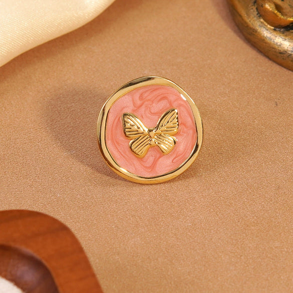 Wholesale Women's Fashion Geometric Butterfly Insect Shape Stainless Steel Dripping Oil Ring Bracelet