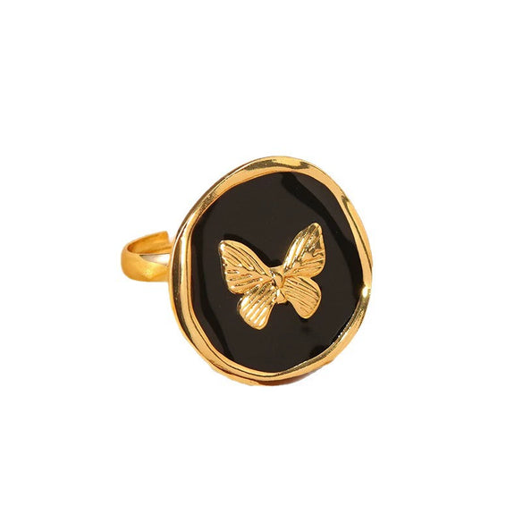 Wholesale Women's Fashion Geometric Butterfly Insect Shape Stainless Steel Dripping Oil Ring Bracelet
