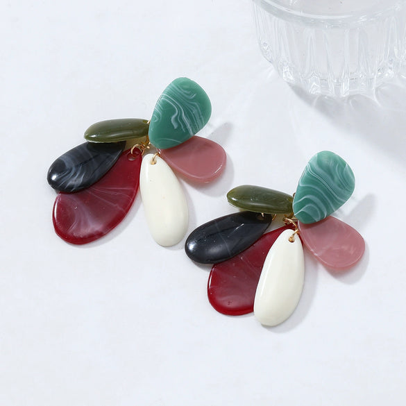 Wholesale Women's Fashion Geometric Color Matching Plastic And Resin Handmade Earrings