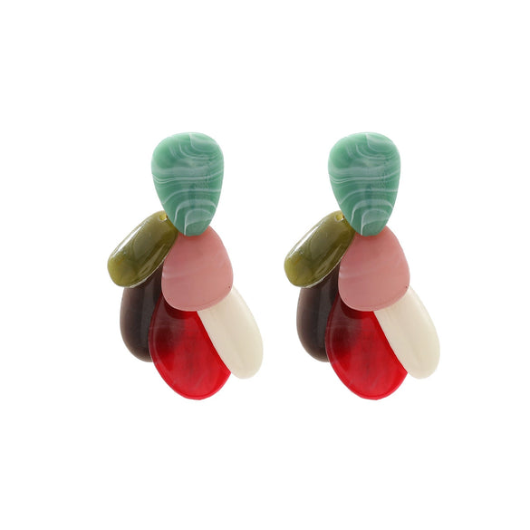 Wholesale Women's Fashion Geometric Color Matching Plastic And Resin Handmade Earrings