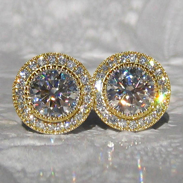 Wholesale Women's Fashion Geometric Copper Earrings Inlaid With Zircon