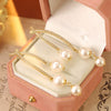 Wholesale Women's Fashion Geometric Copper Earrings With Long Tassels And Pearl Diamonds Micropaved Zircon Electroplated
