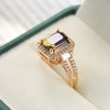 Wholesale Women's Fashion Geometric Copper Gold Plated Tourmaline Ring With Colorful Crystal Inlaid