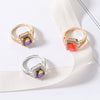 Wholesale Women's Fashion Geometric Copper Gold Plated Tourmaline Ring With Colorful Crystal Inlaid