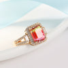 Wholesale Women's Fashion Geometric Copper Gold Plated Tourmaline Ring With Colorful Crystal Inlaid