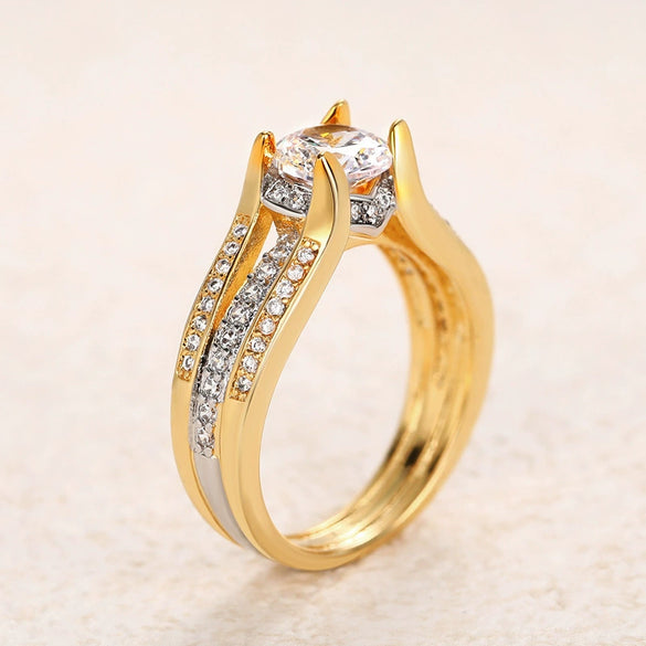 Wholesale Women's Fashion Geometric Copper Ring Inlaid With Zircon
