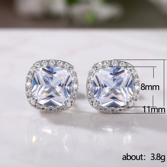 Wholesale Women's Fashion Geometric Copper Zircon Earrings