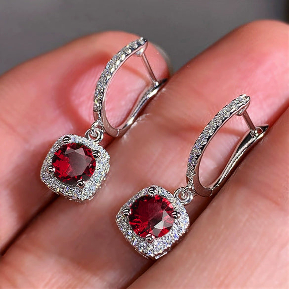 Wholesale Women's Fashion Geometric Copper Zircon Pendant Earrings