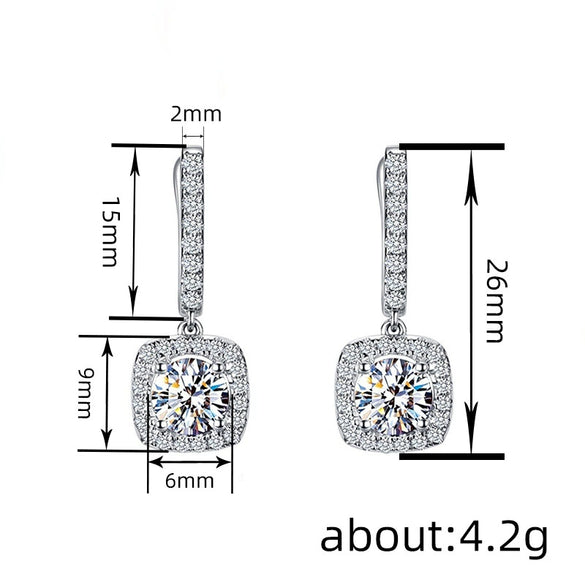Wholesale Women's Fashion Geometric Copper Zircon Pendant Earrings