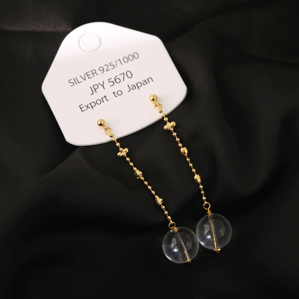 Wholesale Women's Fashion Geometric Crystal Earrings Copper Electroplated 18K Gold Lace Fairy Chain Tassel Style