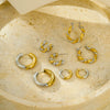 Wholesale Women's Fashion Geometric Cshaped Colorblocked Titanium Steel And 18K Gold Plated Earrings