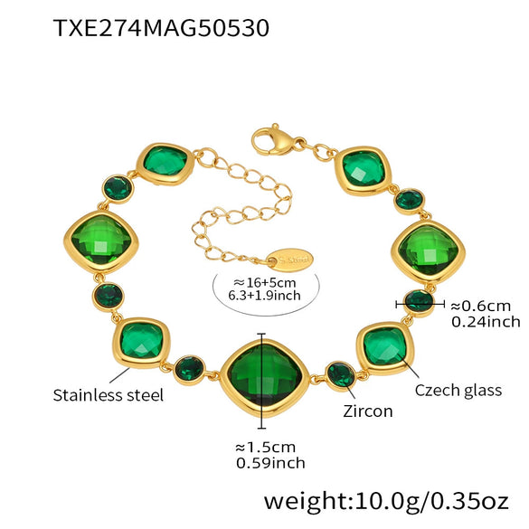 Wholesale Women's Fashion Geometric Czech Glass Bracelet With Stainless Steel And Electroplating