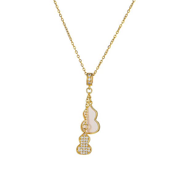 Wholesale Women's Fashion Geometric Diamond Tassel Gourd Titanium Steel And Copper Necklace